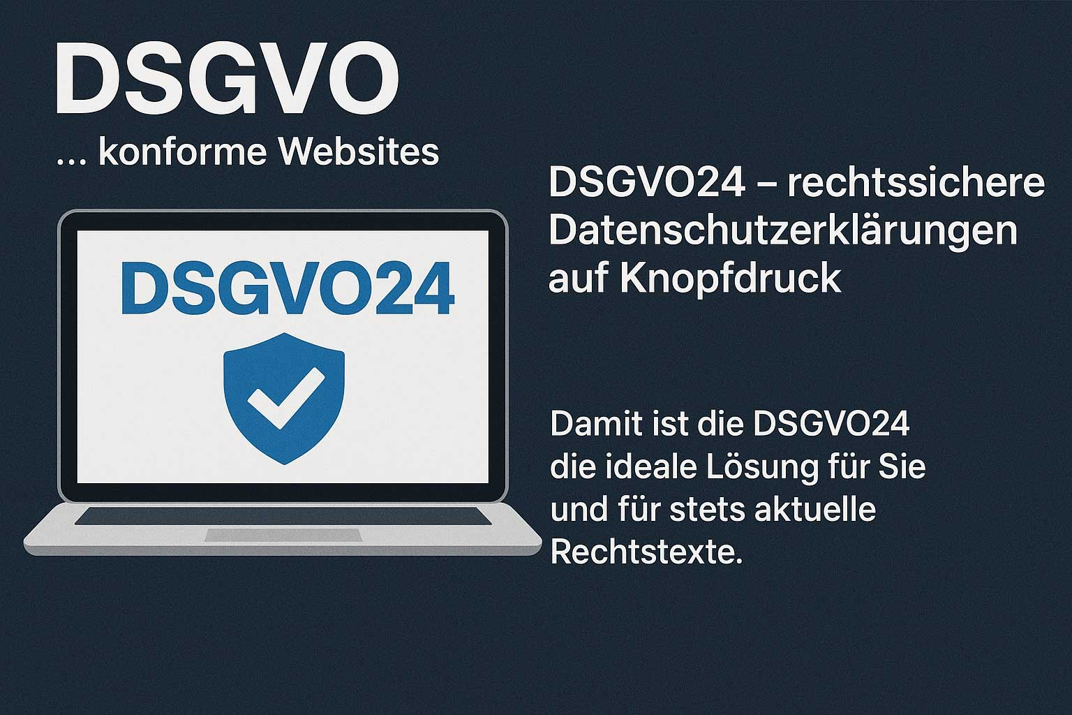DSGVO - ein Laptop mit einen Häkchen in Bezug auf DSGVO erledigt. DSGVO - ein Laptop mit einen Häkchen in Bezug auf DSGVO erledigt.