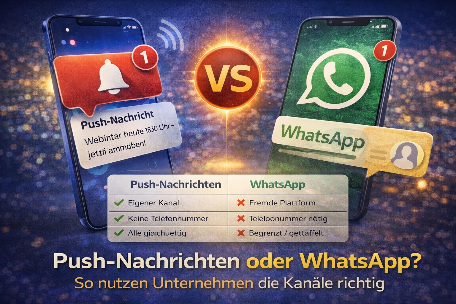 Eigene App mit Push-Nachrichten im Vergleich zu WhatsApp – Kundenkommunikation und Reichweite für Unternehmen