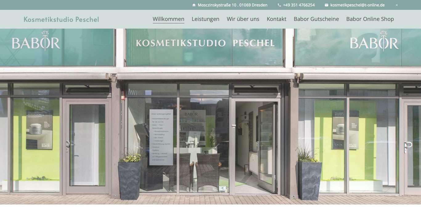 Eingangsbereich des Kosmetikstudios Peschel in Dresden