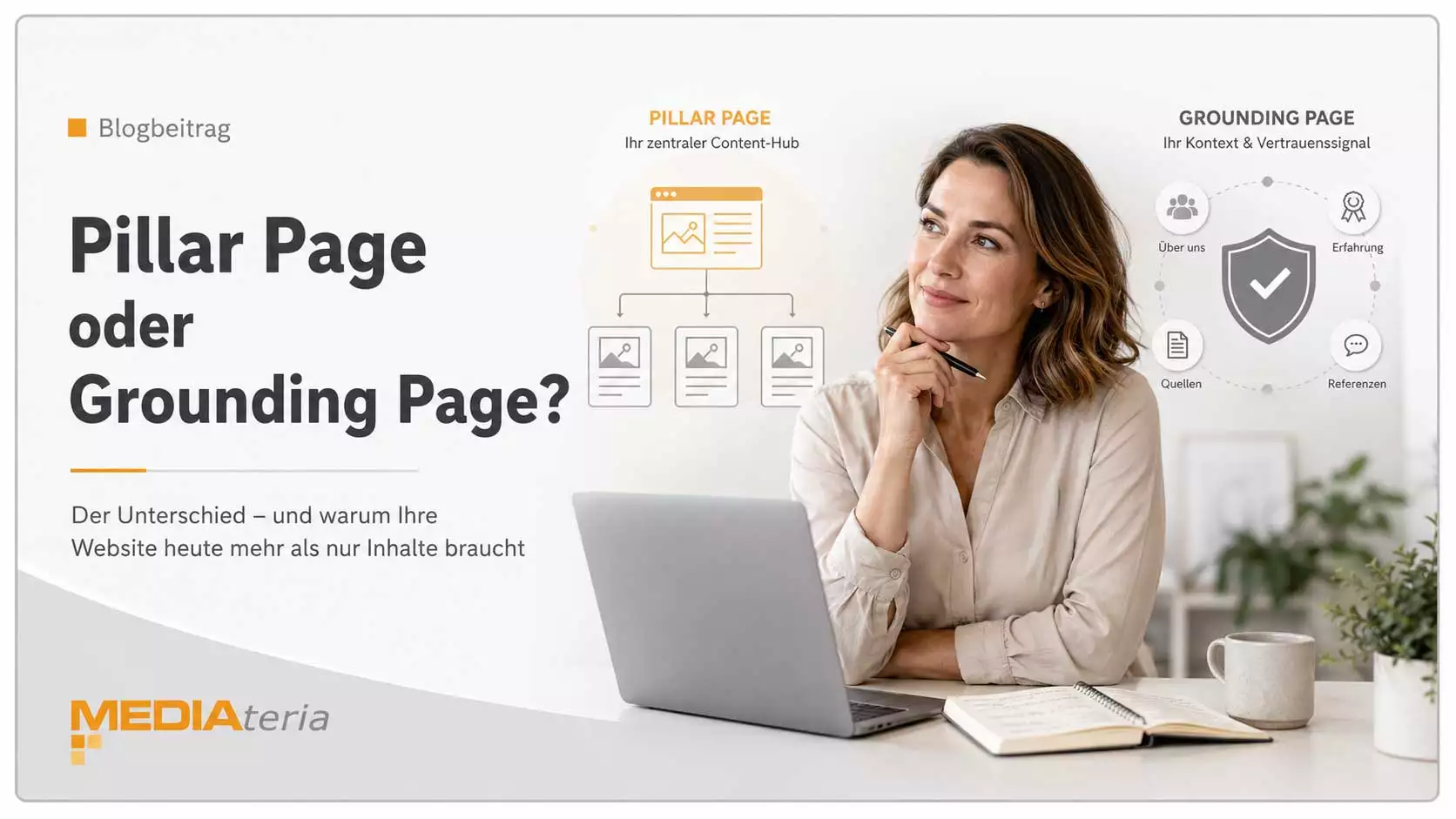 Unterschied zwischen Pillar Page und Grounding Page für moderne Websites.