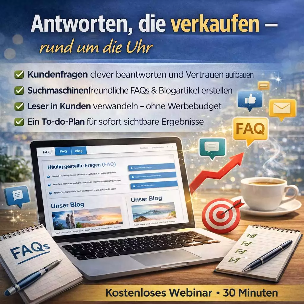 FAQs und Blogs für mehr Sichtbarkeit, Kunden und Umsatz: ein Notebook auf einem Schreibtisch