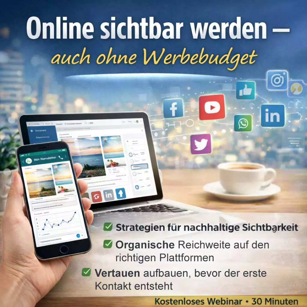 Online-Marketing und Social Media für mehr Sichtbarkeit - ein Notebook und ein Smartphone zeigt die Entwicklung