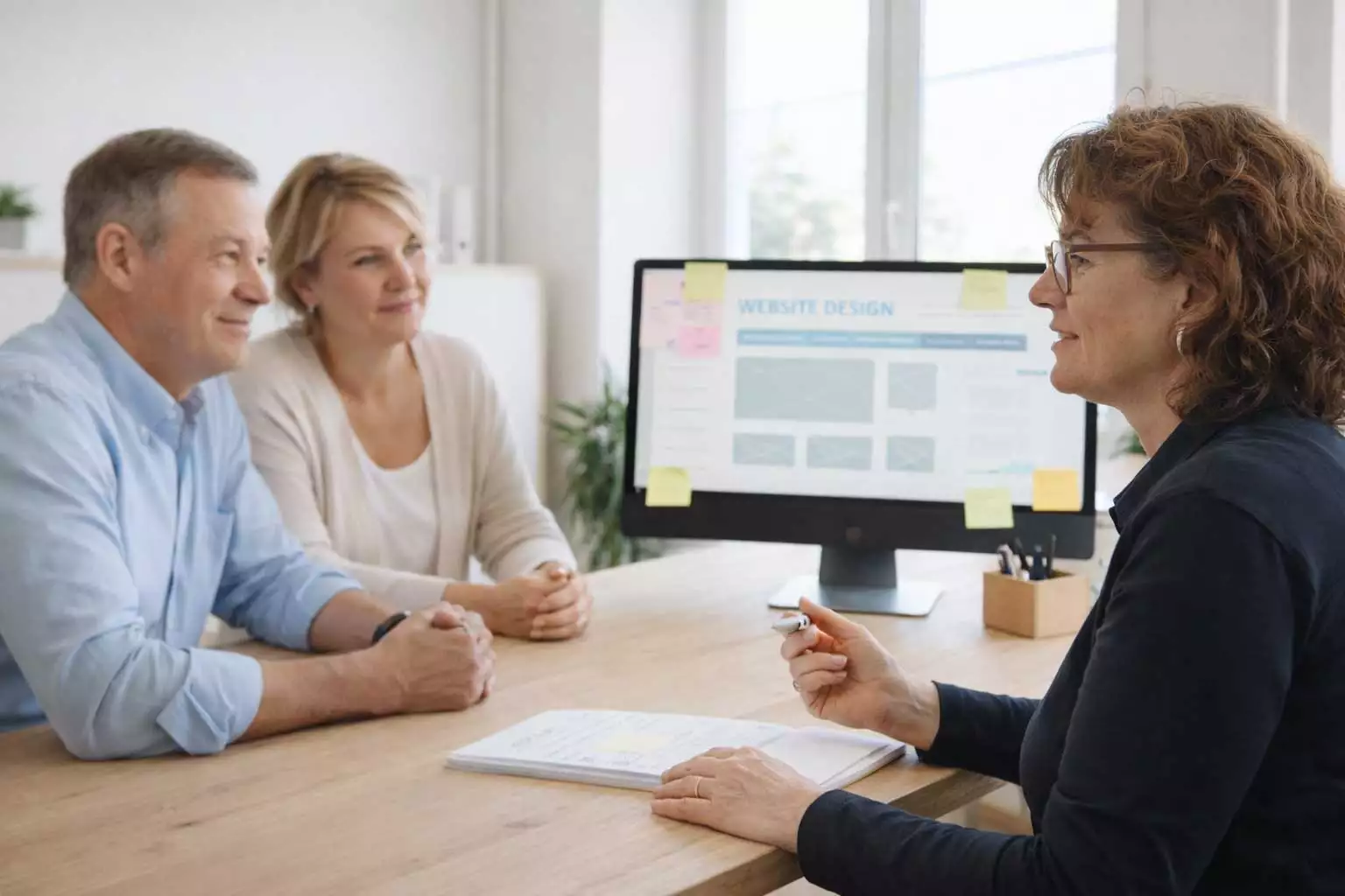 Webdesign-Projekt: in der Besprechung mit Kunden für einen erfolgreichen Web-Auftritt