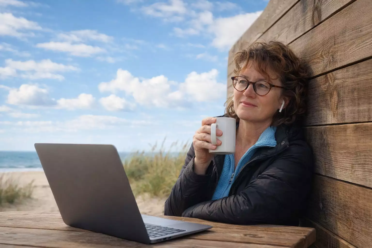 Ines Preißer bei der kreativen Arbeit und Denkpause