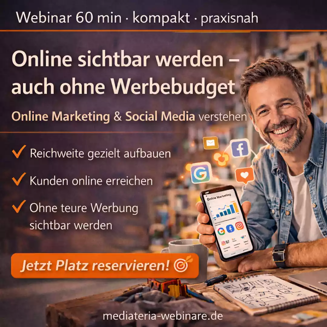 Person nutzt Social Media und Online-Marketing zur Steigerung von Reichweite und Kunden