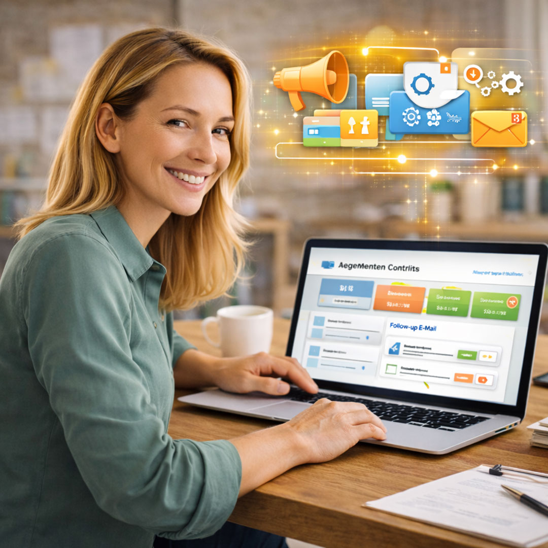 Unternehmerin erweitert ein bestehendes E-Mail-Marketing-System um automatisierte Kampagnen und Follow-ups