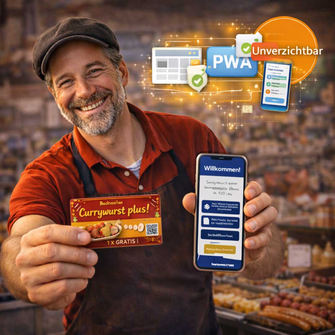 Unternehmerin arbeitet an einer digitalen Plattform mit mobiler PWA App zur Steuerung von Inhalten und automatisierten Prozessen